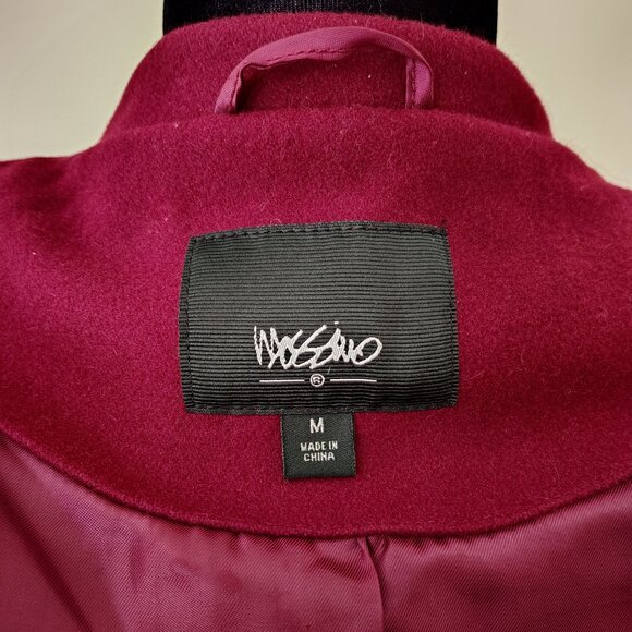 Burgundy Wool Blend MOSSIMO Snap Button Pea Coat - M - Picture 5 of 6